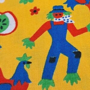 Vintage Novelty Print‎ Fabric 2 1/4 Yards x 44 Inches Scarecrow Apple Rooster